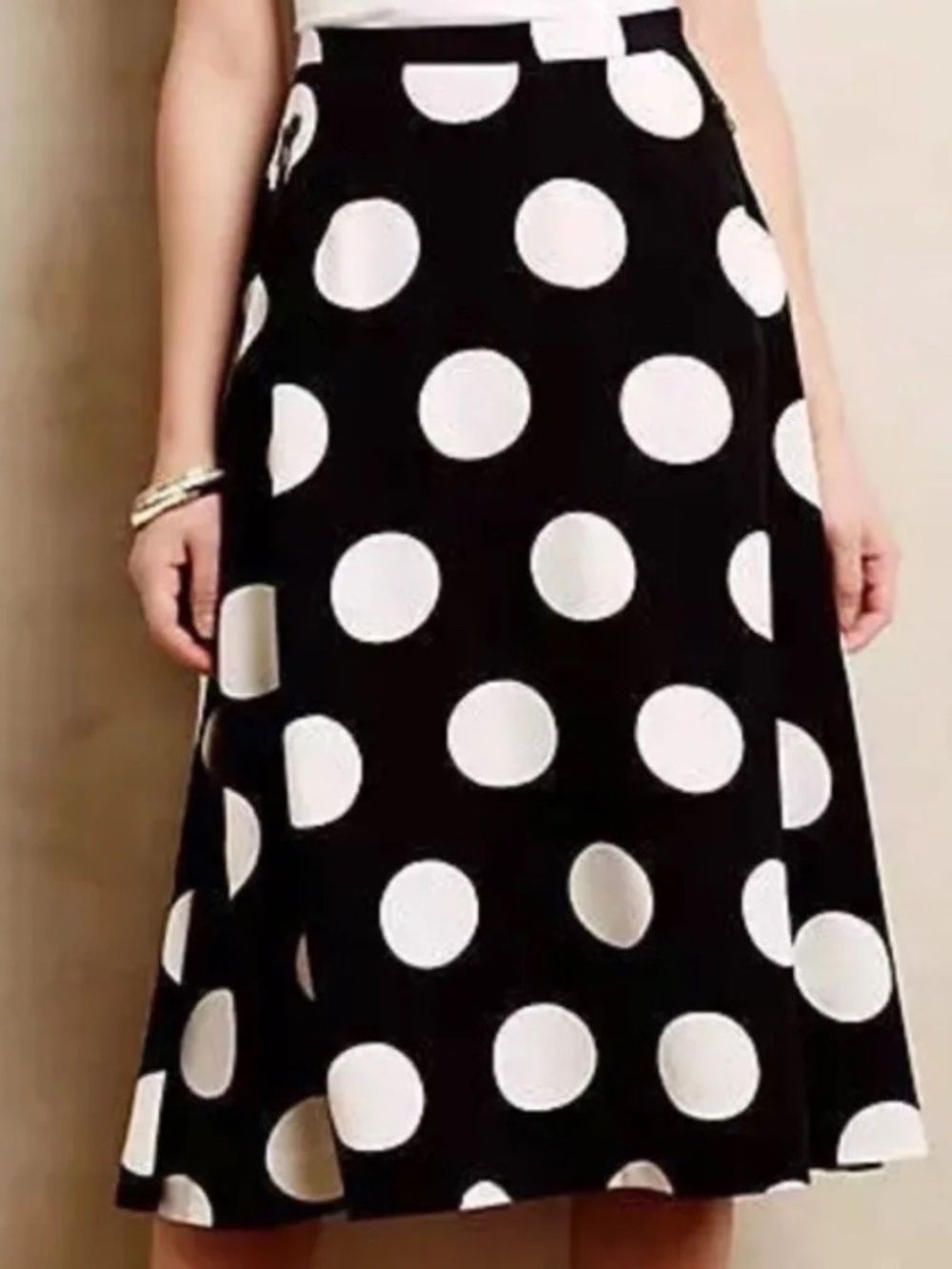 HD in Paris Black and White Polka Dot A-Line Skirt